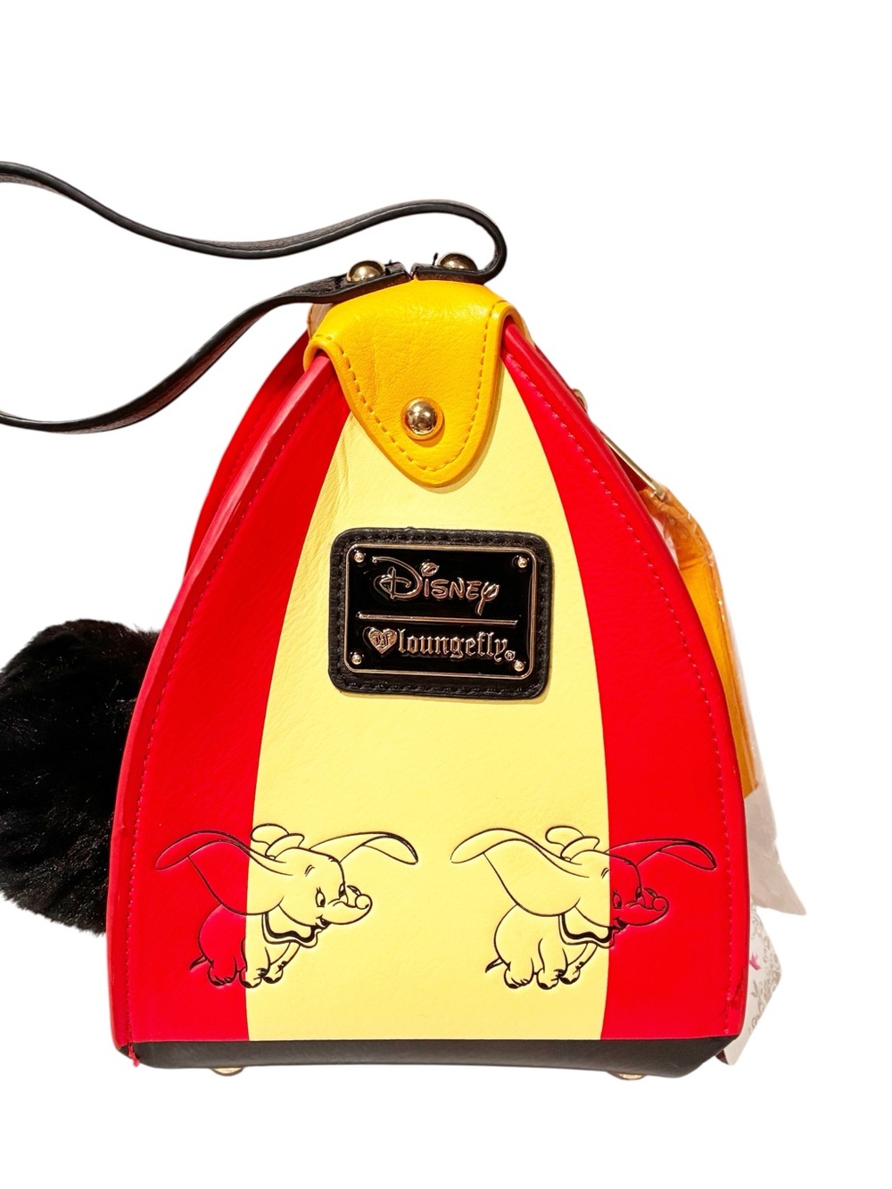 LOUNGEFLY DISNEY DUMBO PURSE CIRCUS TENT CROSSBODY Red Yellow NEW
